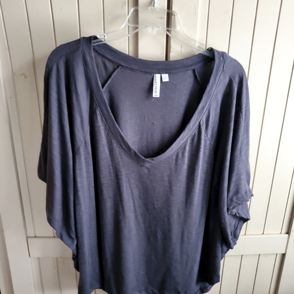 Charcoal colored batwing tee